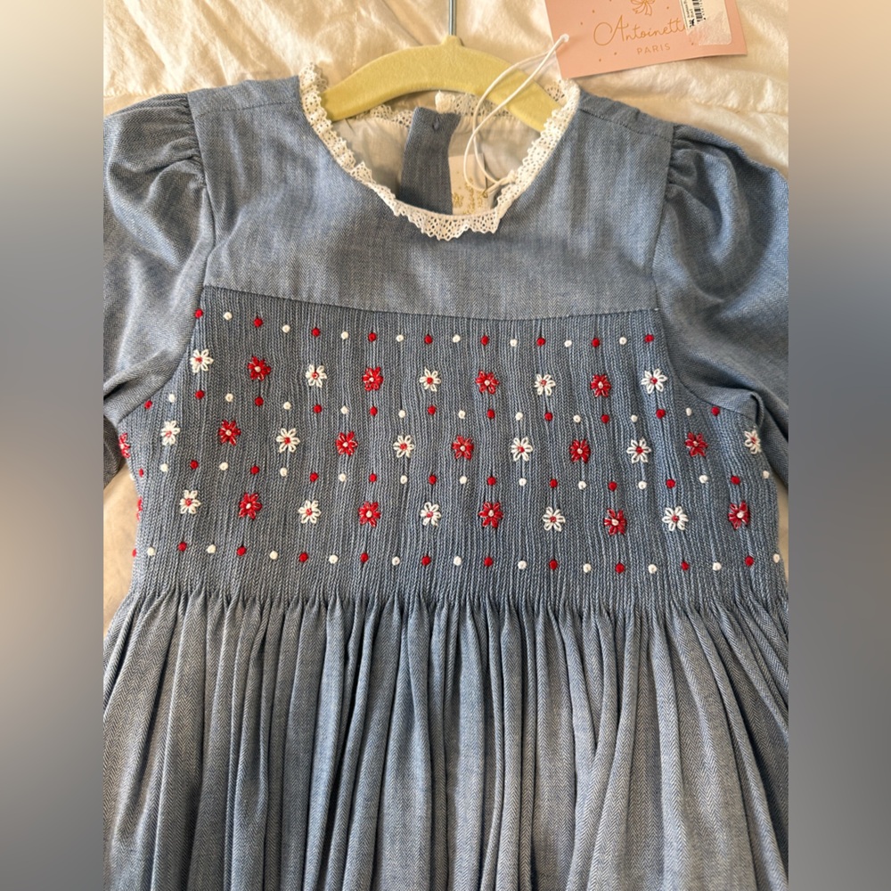 Blue Dress with Floral Embroidery - Picture 2 of 4